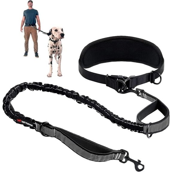 Tuff Pupper Hands Free Bungee Dog Leash Waist Belt for Running & Walking