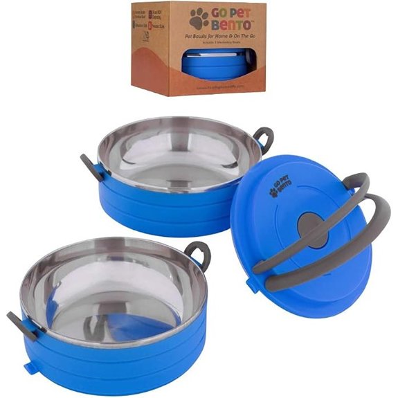 Healthy Human Travel Pet Bento Bowls – 2 Pack (Blue)