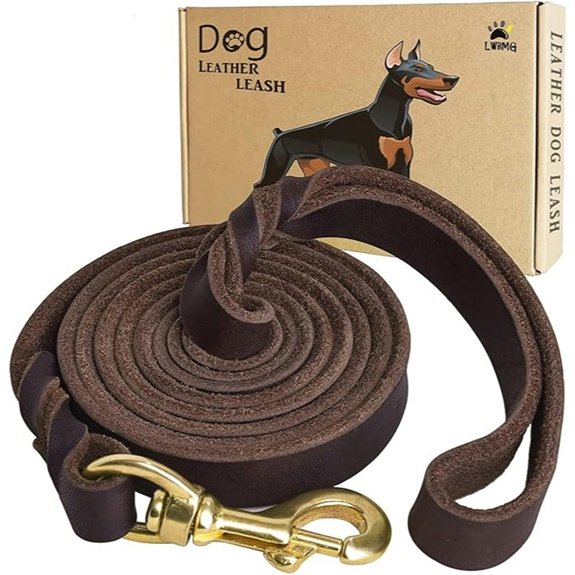LWBMG Heavy Duty 6ft Braided Leather Dog Leash