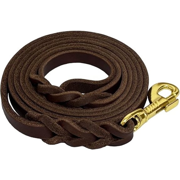 Leather Dog Leash 6ft Heavy Duty Braided Rotating Clasp Handmade