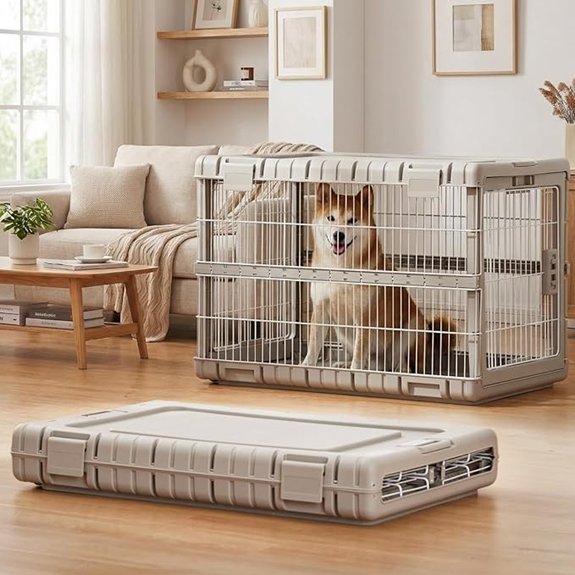 ZOMISIA 36 L Collapsible Dog Crate for Dogs Heavy Duty Dog Kennel Indoor