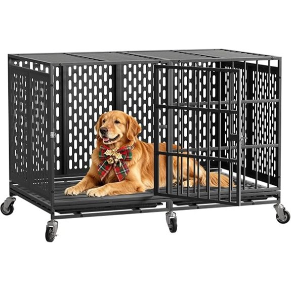 Snuowu 48 Heavy Duty Dog Crate with Wheels