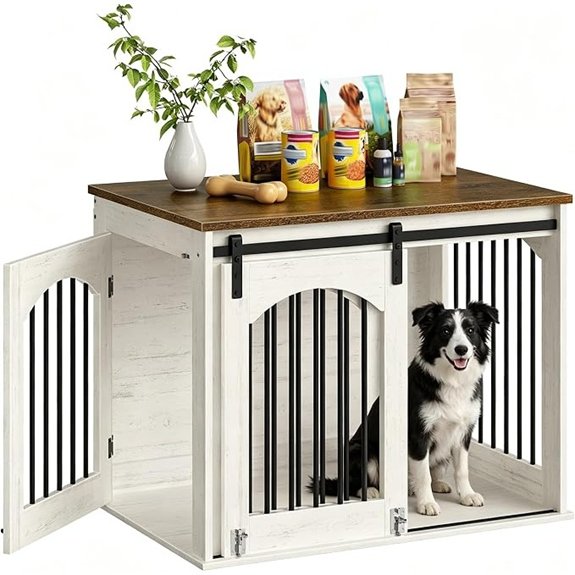 CHOEZON 31.5 Dog Crate Furniture Heavy Duty Dog Kennel with Barn Door
