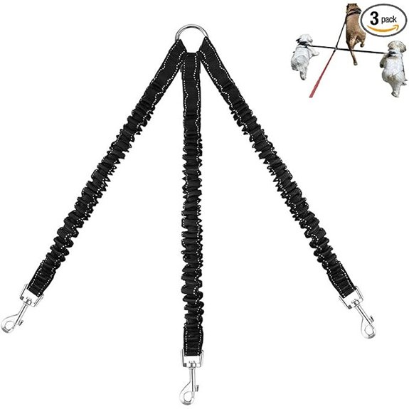 3‑Way Heavy‑Duty Dog Leash Coupler Nylon Bungee