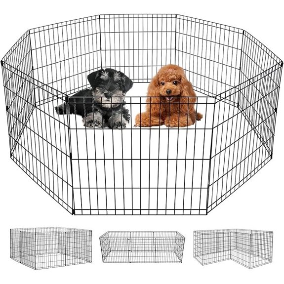 FDW | Dog Playpen | 24 8 Panels | Heavy Duty Metal Pet Exercise Pen