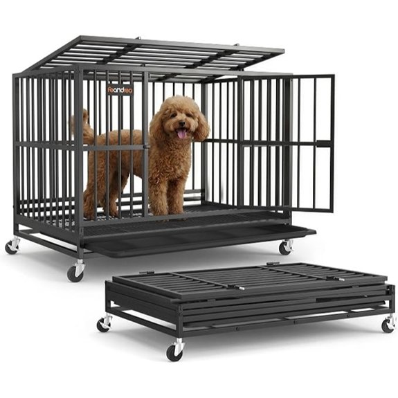 Feandrea Heavy-Duty Foldable Dog Crate 5-Minute Quick Setup Double Doors