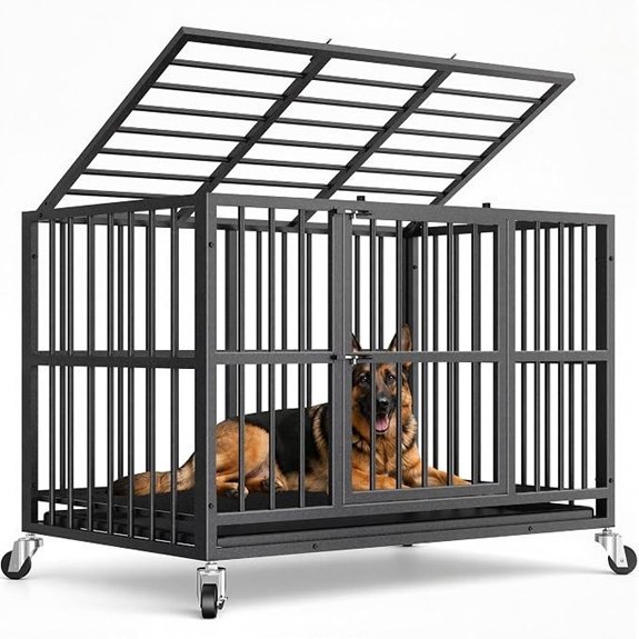 48 Inch Heavy Duty Dog Crate for Large Dogs Escape Proof Black
