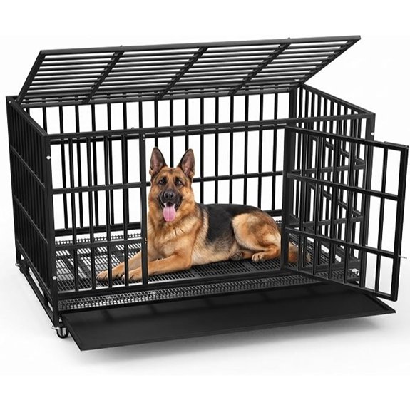 LEMBERI 48 Heavy Duty Dog Crate for Large Dogs Black