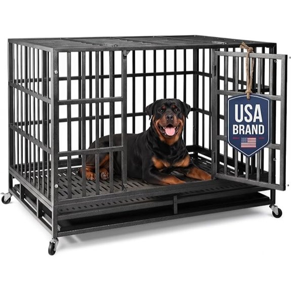 NUGRIART 48 inch Heavy Duty Indestructible XL Dog Crate for Large Dogs