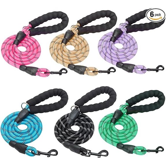 BEAUTYZOO Dog Leash for Large Dogs 5FT Heavy Duty Rope Leash Bulk 6 Pack