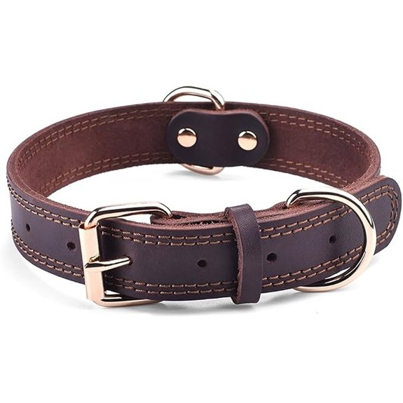 Dog Collar Genuine Leather Heavy Duty for Large Dogs(L:1.2wide 17–23neck)