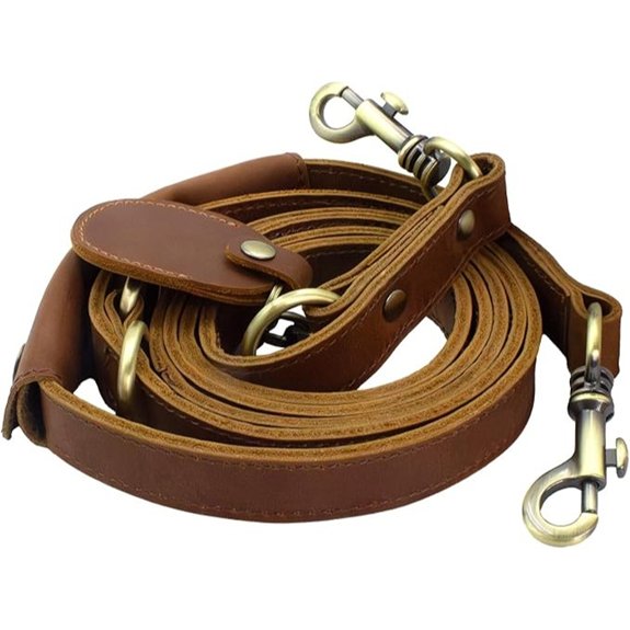 Jack&Chris Heavy Duty Leather Dog Leash with Tracker Handle