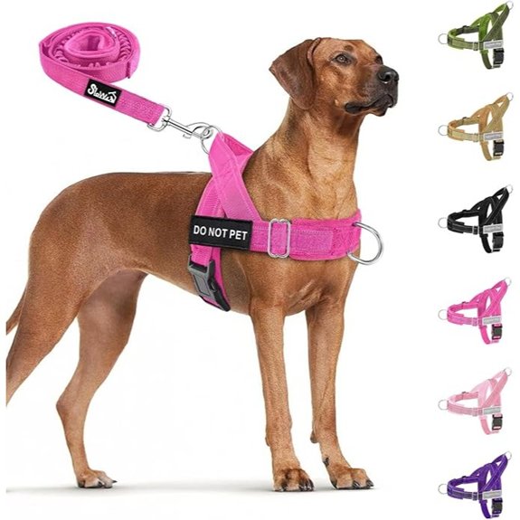 SlowTon No Pull Dog Harness and Leash Set - Heavy Duty Soft Padded
