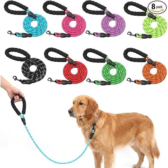 8 Pcs Heavy Duty Reflective Dog Leash 5FT Multicolor