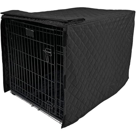 4Knines Quilted Dog Crate Cover – Heavy-Duty Water-Resistant Fits 48‑Inch Crates – Black