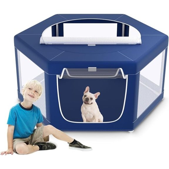 XVISHX Hexagonal Puppy Playpen 45x45 Inches Sturdy Indoor Outdoor Mesh Pen