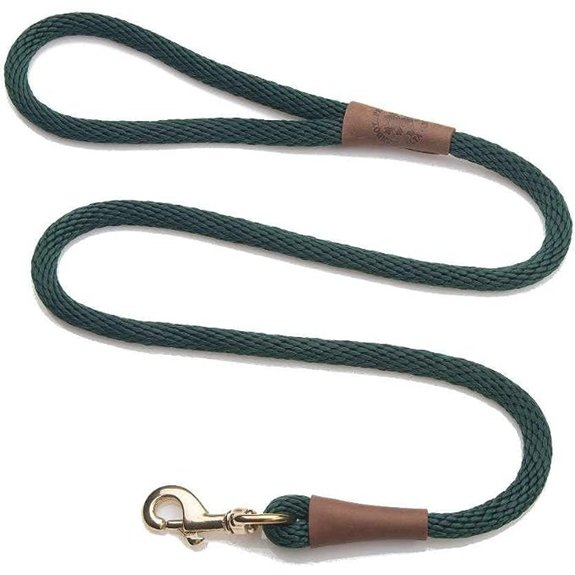 Mendota British-Style Braided Dog Leash Hunter Green