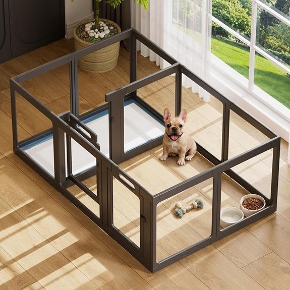 Acrylic Dog Playpen Indoor,Exercise Pen with Door 24 H Black 12 Panels