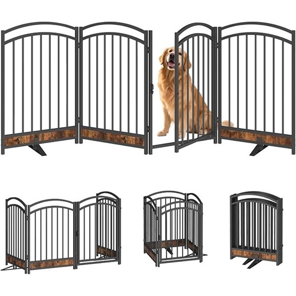 HOOBRO 4-Panel Dog Gate Indoor with Door 31.5'' Tall Freestanding Pet Gate