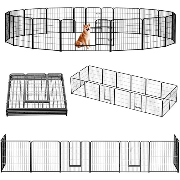 NEWBULIG Dog Playpen Indoor 32 Inch 16 Panels Metal Outdoor Dog Fence Pen