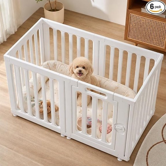 VNE Dog Playpen Indoor Portable Puppy Playpen with Door Easy Setup 6 Panels