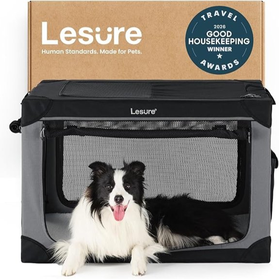 Lesure Today Show Soft Collapsible Dog Crates for Large Dogs 36in Black