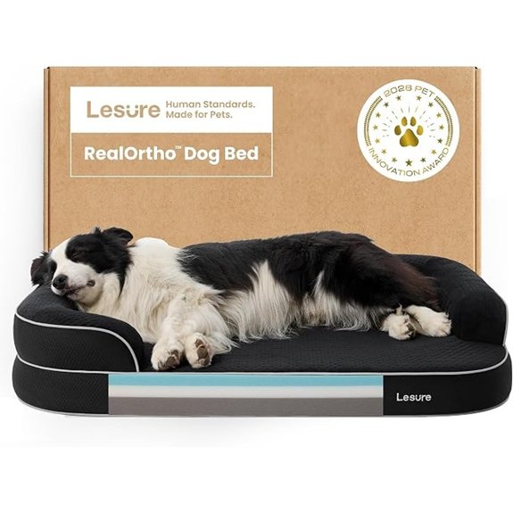 LE SURE RealOrtho™ XL 3-Layer Orthopedic Dog Beds Large Sized Dog,42 Black
