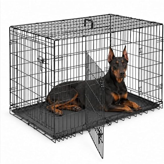 Extra Large Dog Crate 48 Inch Double Door Pet Cage Kennel