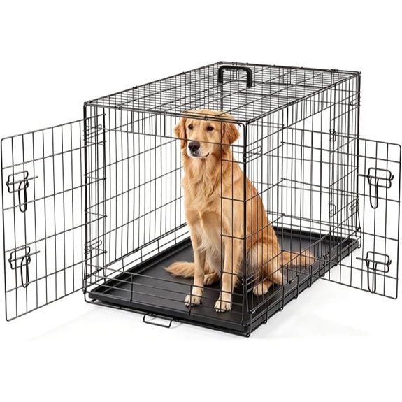 DUMOS 36 Inch Dog Crate Foldable Small Medium Dog Cage Pet Kennel