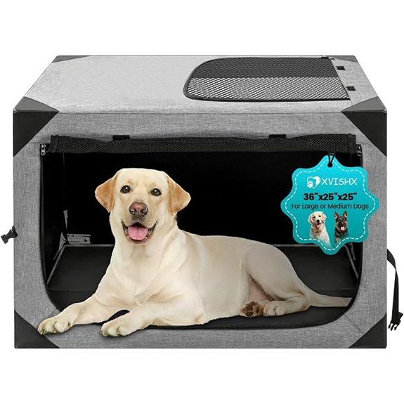 Dog Crate 36x25x25in Portable Foldable with 2 Doors and Mesh Windows