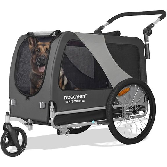 DOGGYHUT® Premium X Large Pet Bike Trailer & Stroller Up to 100 lbs (Gray)
