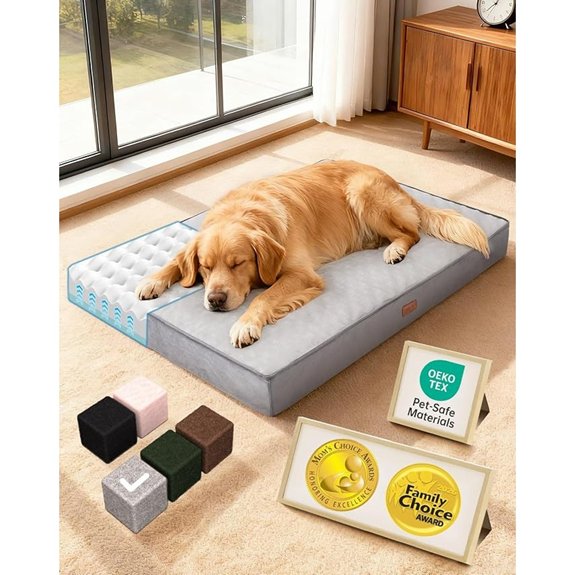 OhGeni Orthopedic Large Dog Bed Reversible Memory Foam 41 inch-XL(Gray)