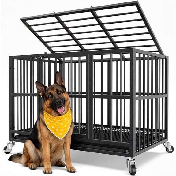 48 Inch Heavy Duty Dog Crate for Large Dogs Kennel Indoor Outdoor Black