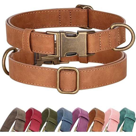 Didog Soft PU Leather Dog Collar for Large Dogs Quick Release,Lightbrown L