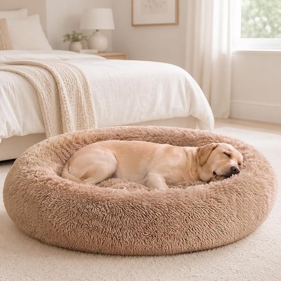 Sweetcrispy Large Dog Bed for Indoor Calming Donut Bed for Dogs and Cats
