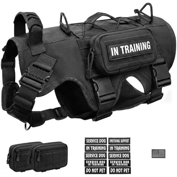 Tactical Dog Harness for Large Dog Service Dog Vest Harness with 10 Patches
