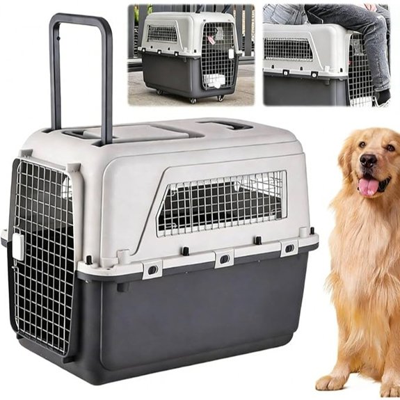 Large Airline-Approved Dog Crate with Wheels