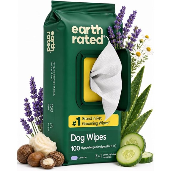 Earth Rated Dog Wipes for Paws & Butt Deodorizing Lavender 100ct