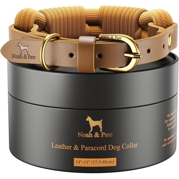 Noah & Paw Medium Dog Collars – Leather & Paracord