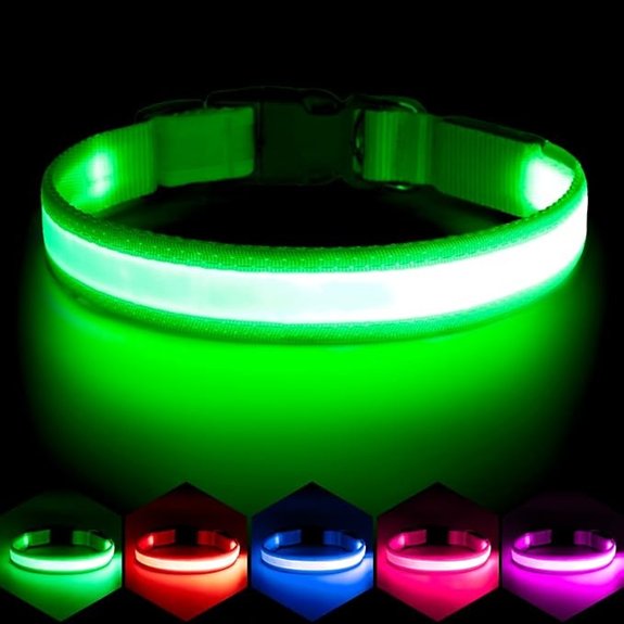 VIZPET LED Dog Collar Light up Dog Collar Adjustable Safety Glow Collar,M