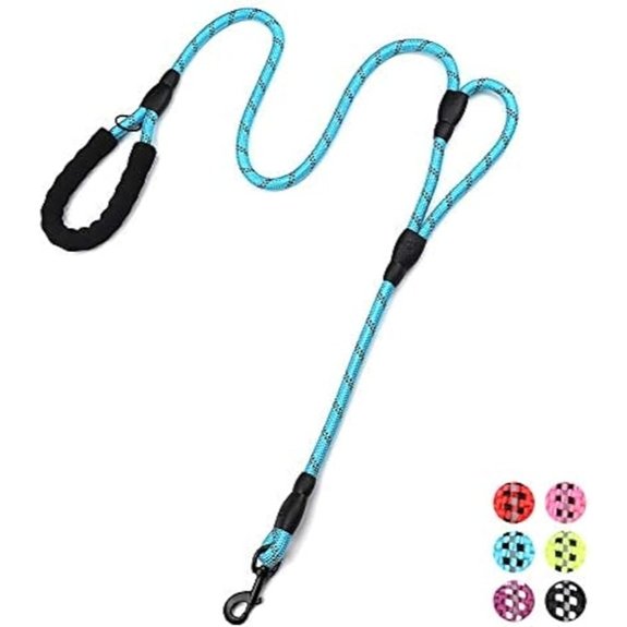 Plutus 6ft Padded Dual-Handle Reflective Dog Leash (Light Blue)