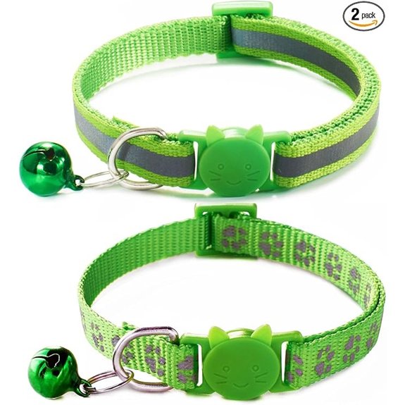 Breakaway Dog Collar with Bells [2 Pack] Light Green Puppy Collar with Bell