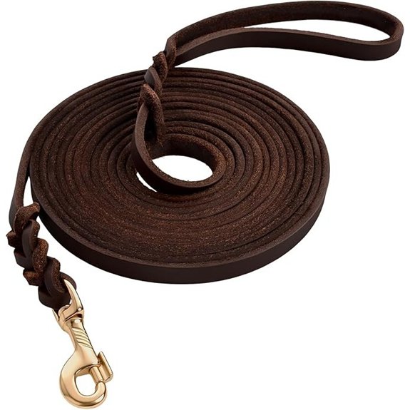 Leather Extra Long Leash for Dogs Training Outside(15ft*1/2,Brown)