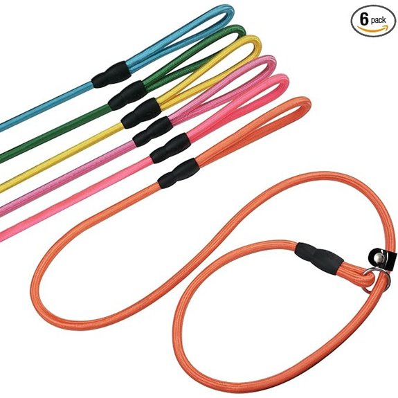 FOVRLZSE 6-Pack Macaron Nylon Slip Leads 4.6FT for Small to Medium Dogs