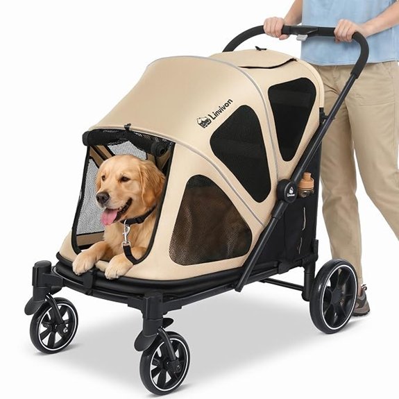 Dog Stroller for Medium Dogs Up to 70lbs with Ramp for Easy Access Foldable