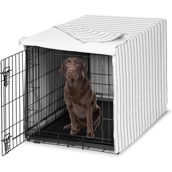 Sweet Jojo Medium/Large Dog Crate Cover (White/Grey Stripe)