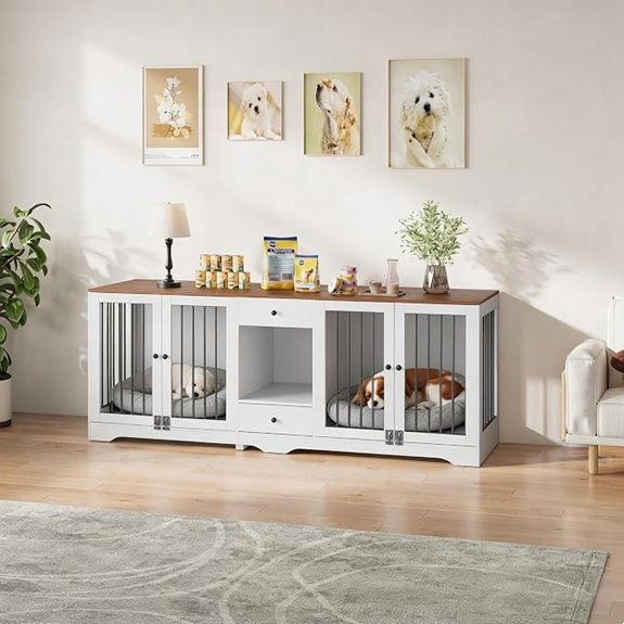 Patikuin Multi-Functional Dog Crate Furniture – 4 Doors & 2 Drawers