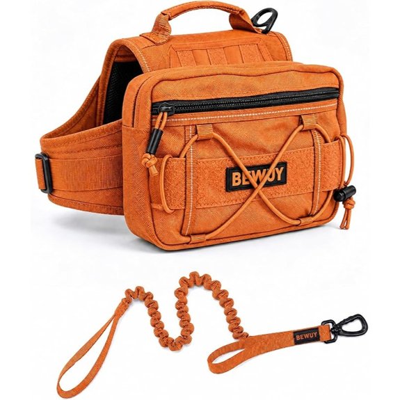 Tactical Dog Backpack with Reflective Harness and Leash (Orange)