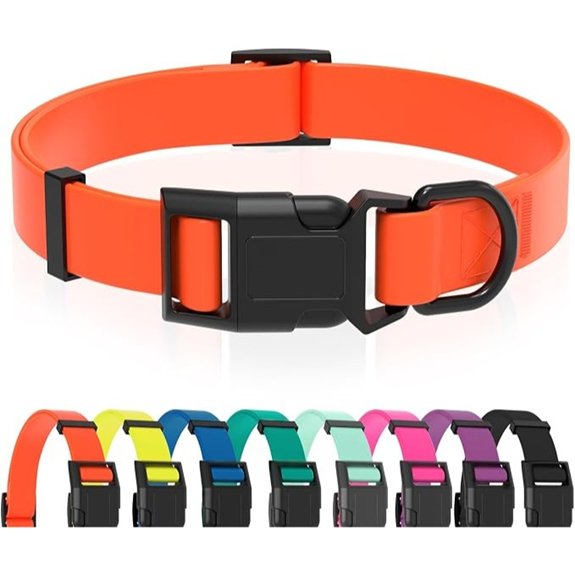 Waterproof Rubber Dog Collar with Quick Release Buckle (Orange)