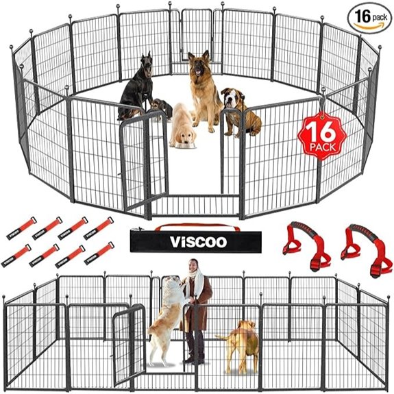 VISCOO Dog Playpen Outdoor 16 Panels 40 High Metal Dog Fence with Gate